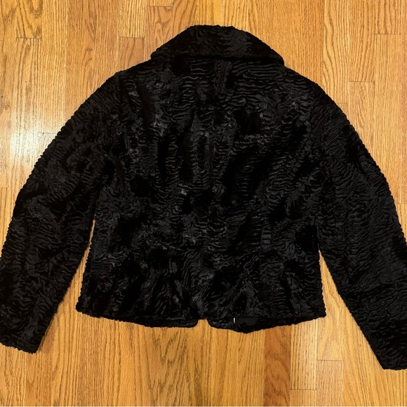 White House Black Market Black waist length faux fur coat size large - Picture 10 of 10
